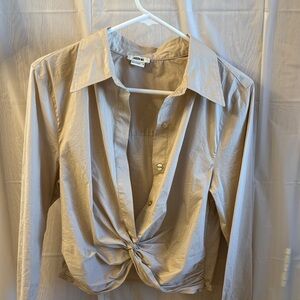 Jason WU Beige Twist Front Button-Down Shirt